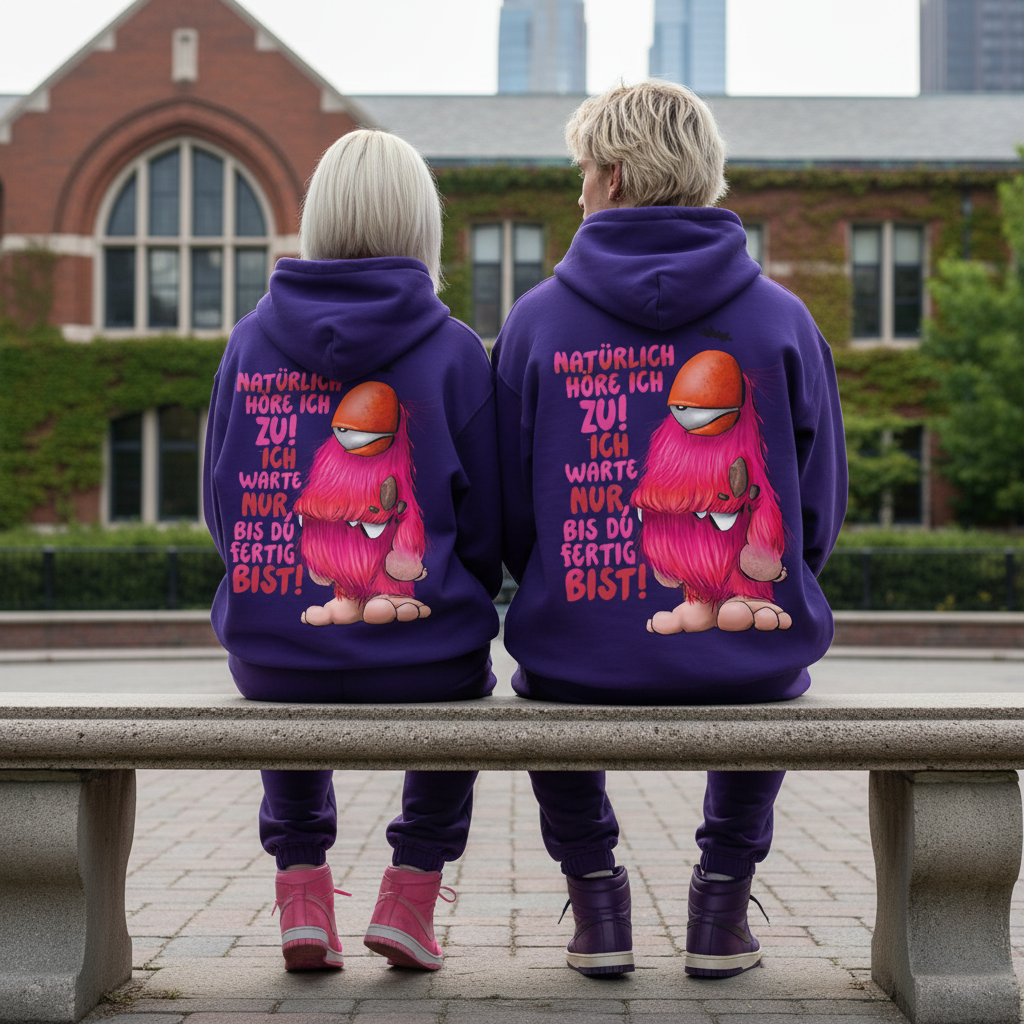 Unisex Hoodie XXL Druck Kruegerhausdesign Monster Gr. S,M, L, XL, XXL, 3XL, Natürlich höre ich zu! Ich warte nur bis du fertig bist!