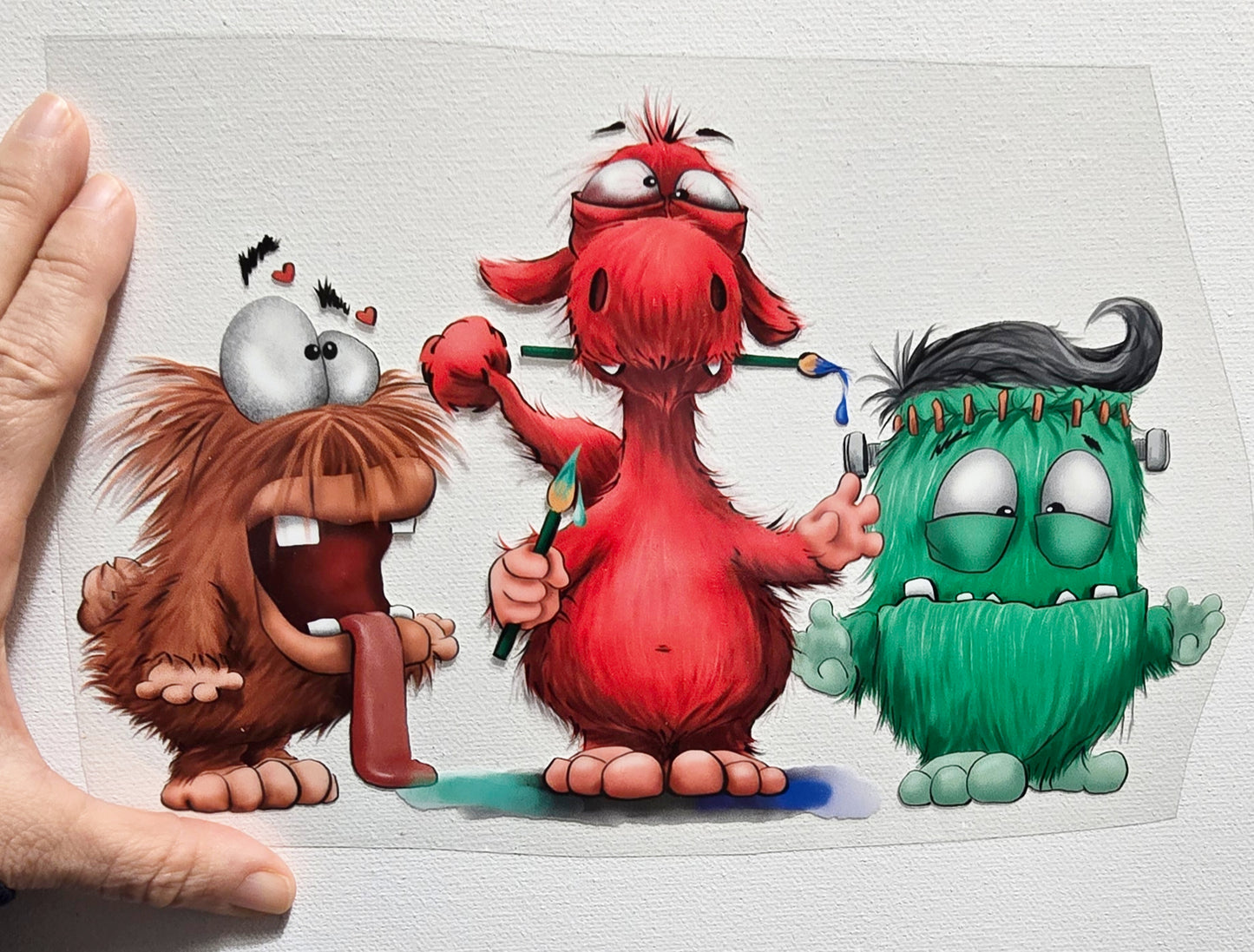 XXL Rub on, Glassticker, UV Sticker Multimonster Design2