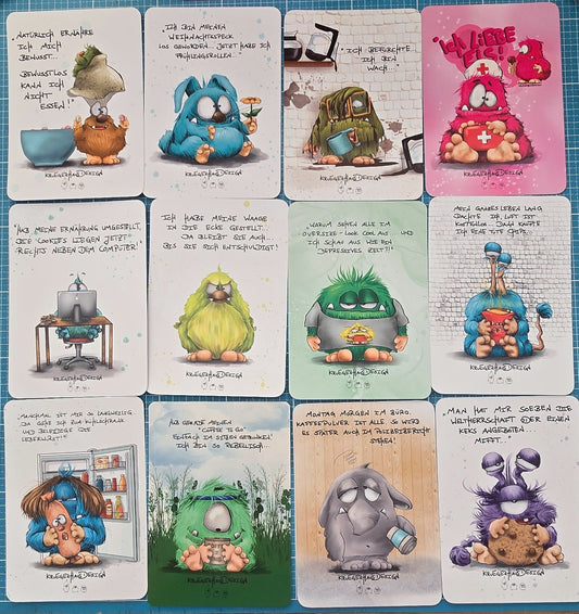 FINAL SALE – 12er Postkarten-Set Monster & Sprüche – nur 10 Sets -Set 4