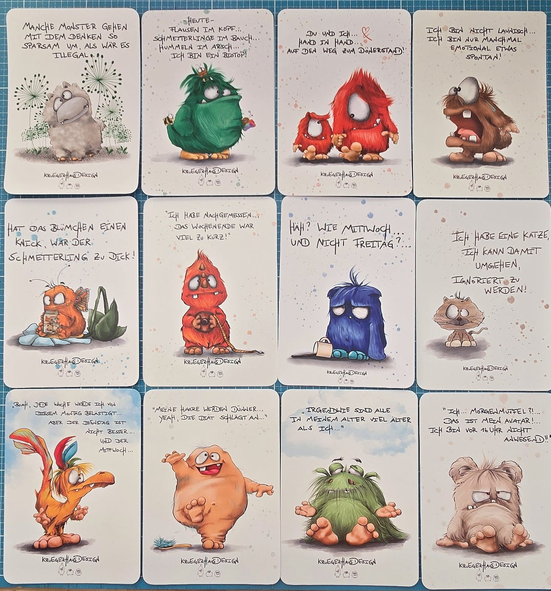 FINAL SALE – 12er Postkarten-Set Monster & Sprüche – nur 10 Sets -Set 5