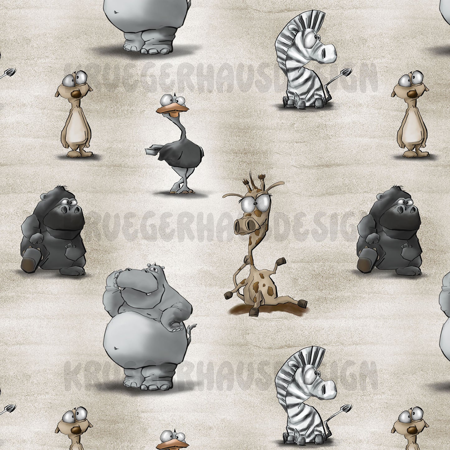Safari Chaos – Exklusives Stoffdesign | Nahtloses Tiermuster | 5 Farbvarianten + 5 Wunschfarben