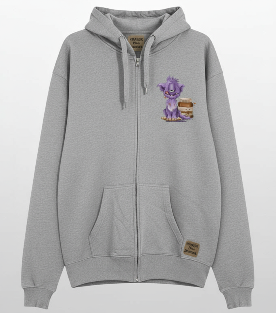 Unisex Hoodie Jacke – grau meliert | personalisierter Druck