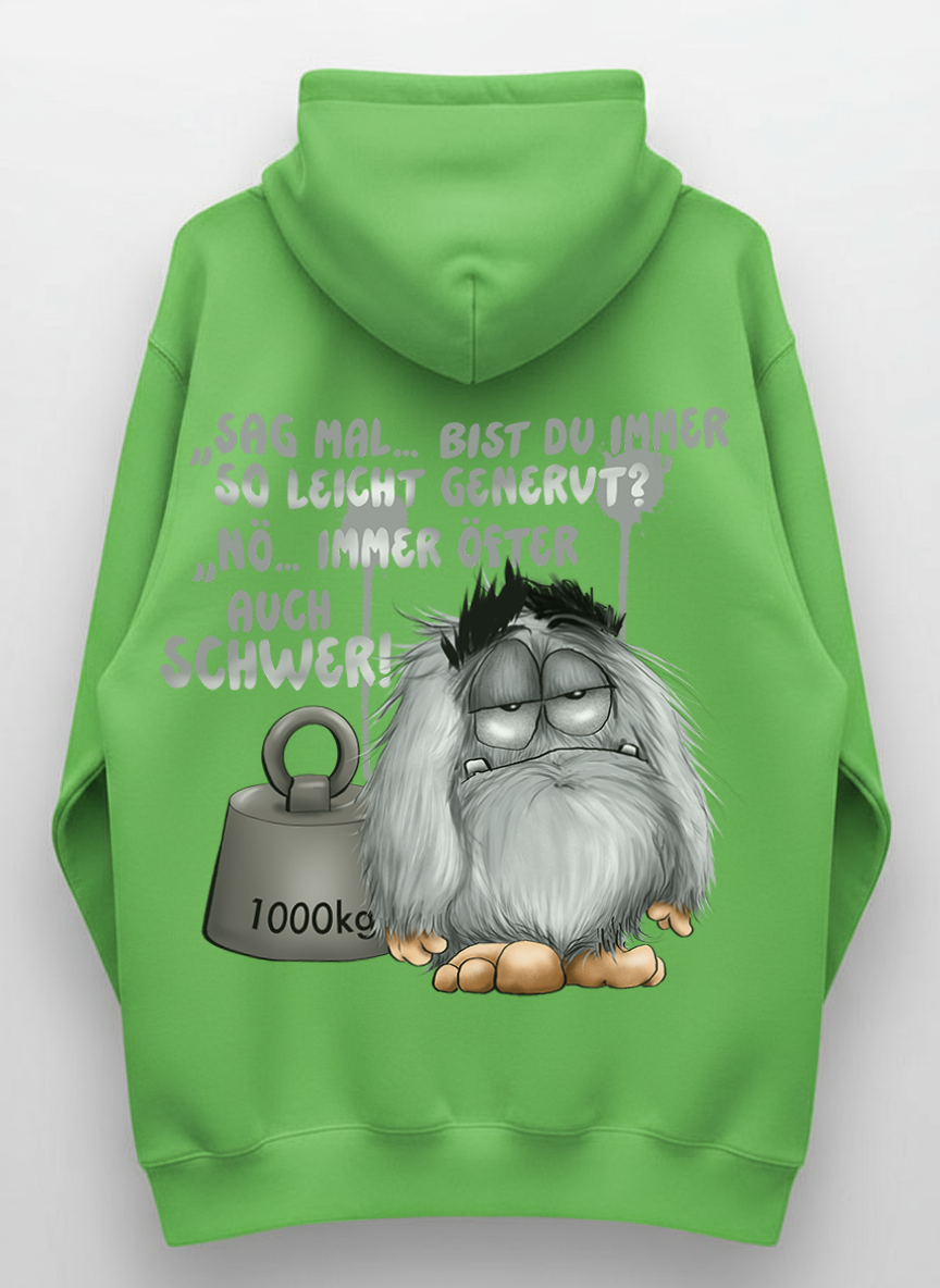 Unisex Hoodie XXL Druck Kruegerhausdesign Monster, lime green, Motivwahl
