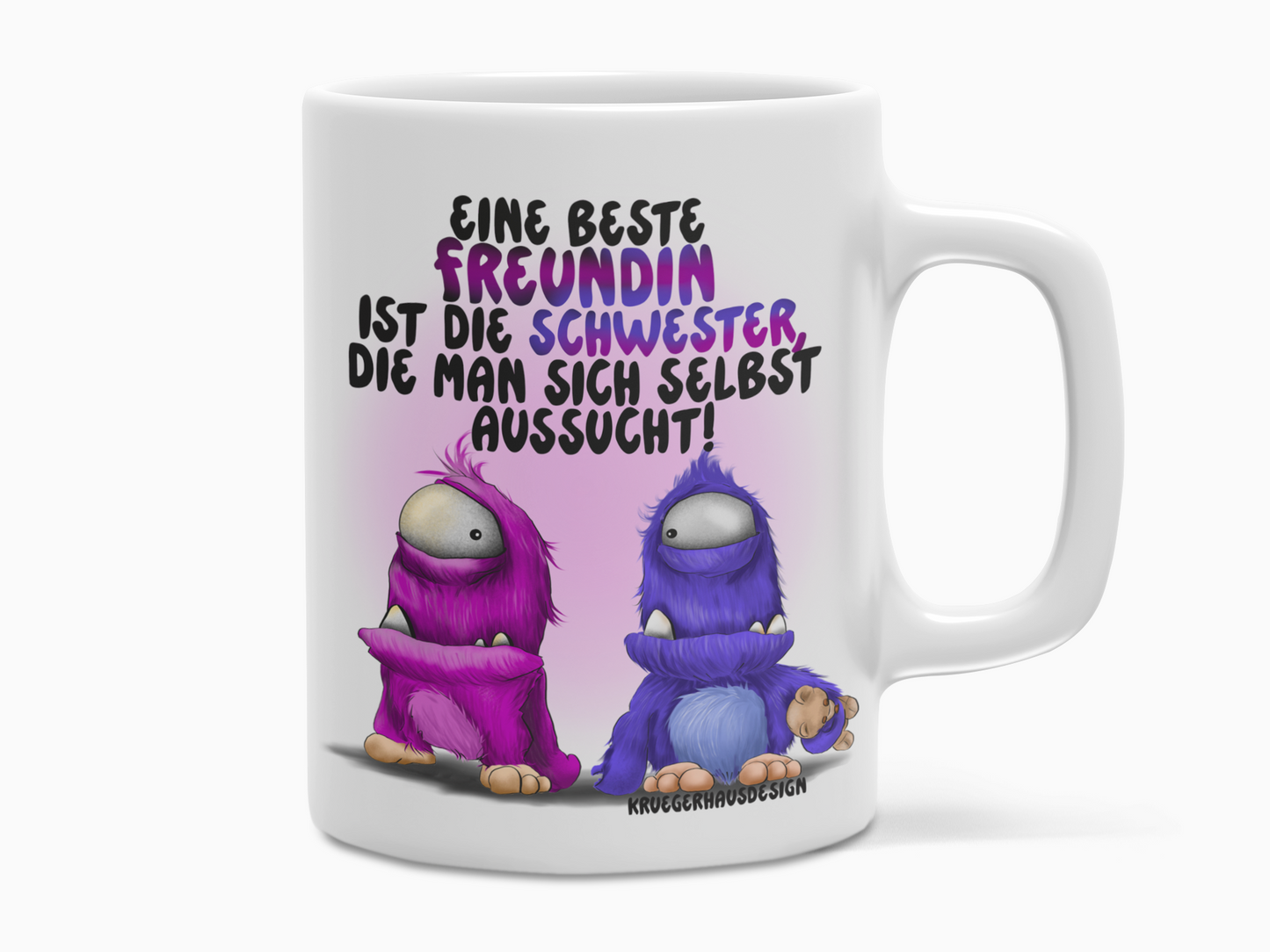 Eine beste Freundin ist die Schwester, die man sich selbst aussucht! – Lustige Freundschaftstasse mit Monster Motiv