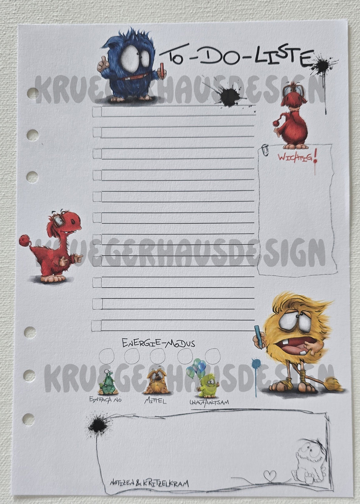 Monster To-do-Liste – Journal Refill | 12 oder 25 Blatt