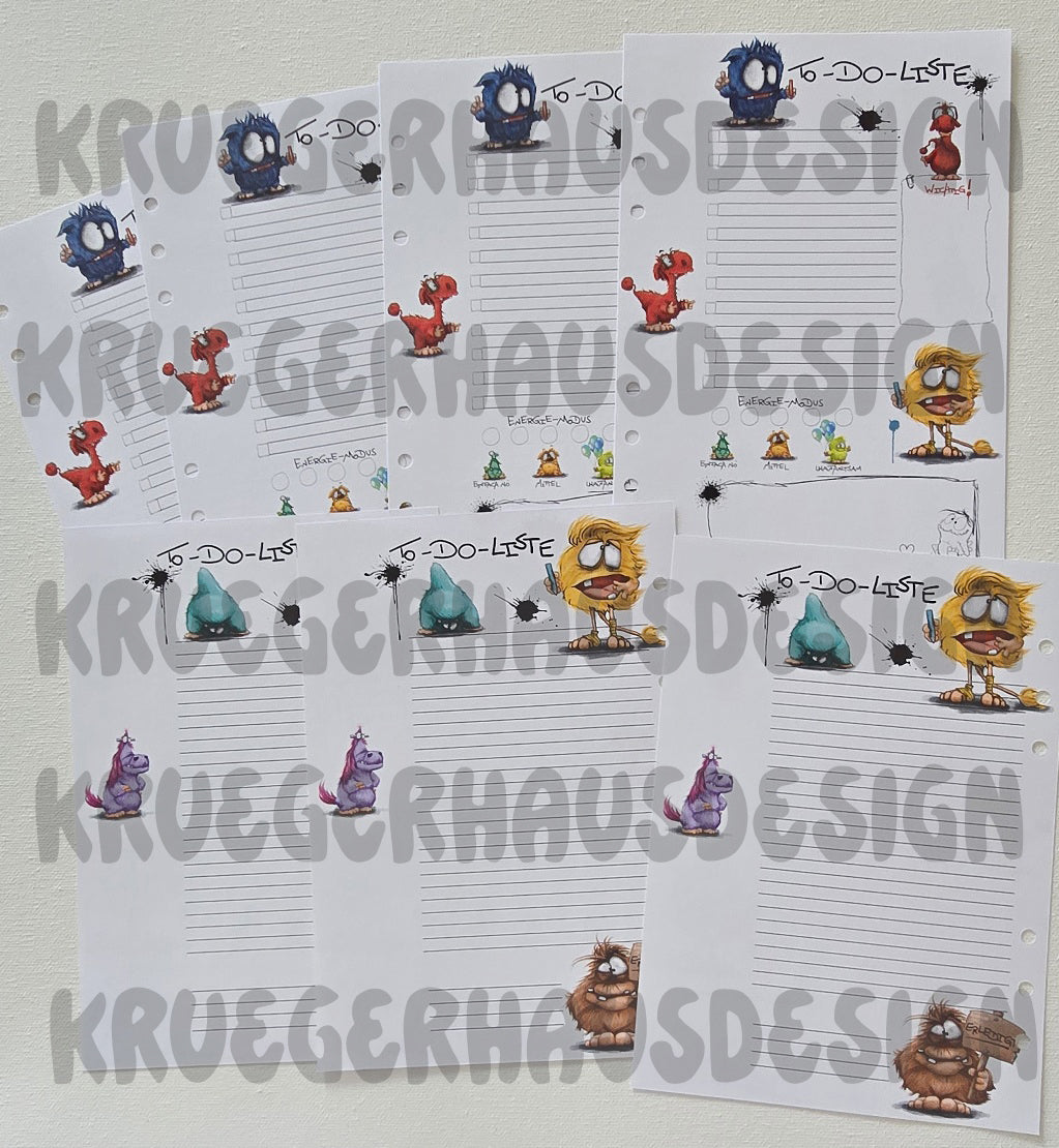 Monster To-do-Liste – Journal Refill | 12 oder 25 Blatt