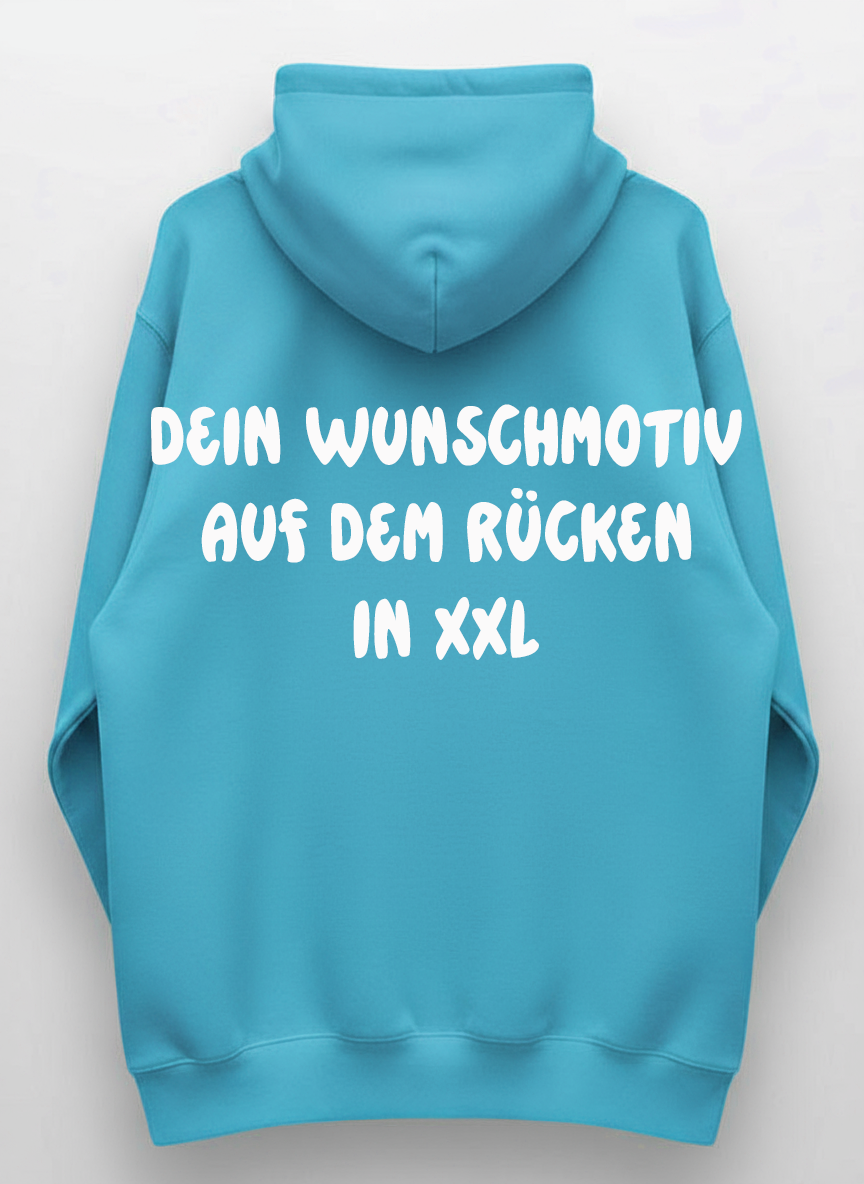 Monster Hoodie Helltürkis Gr. M | Wunschmotiv | FINAL SALE