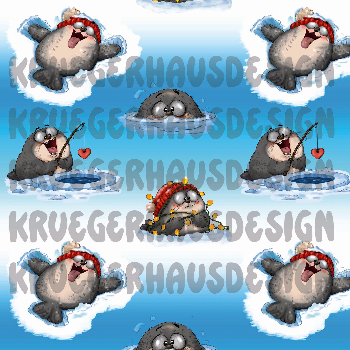 Robbenchaos im Schnee – Digitales Stoffdesign | 12 Hintergründe + 3 Wunschfarben