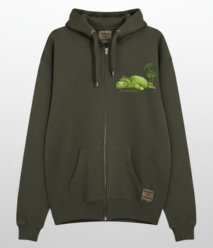 Unisex Hoodie Jacke – Olive grün | personalisierter Druck