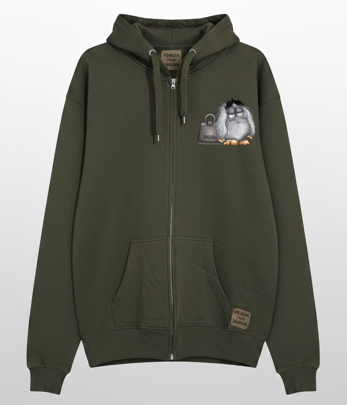 Unisex Hoodie Jacke – Olive grün | personalisierter Druck