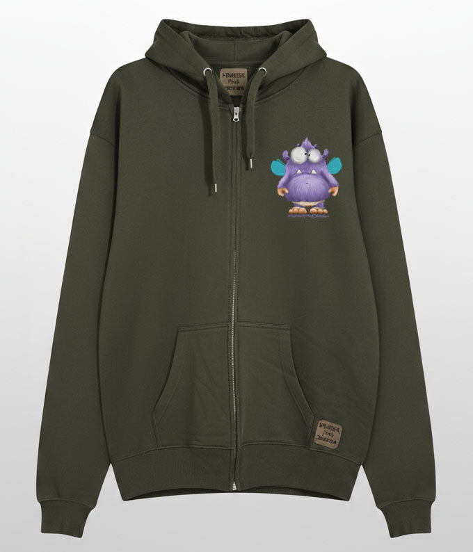 Unisex Hoodie Jacke – Olive grün | personalisierter Druck