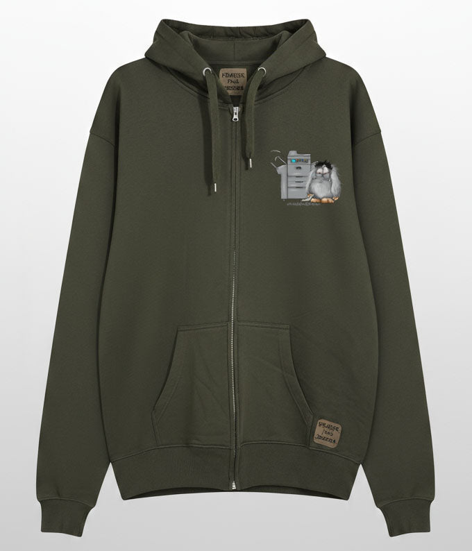 Unisex Hoodie Jacke – Olive grün | personalisierter Druck