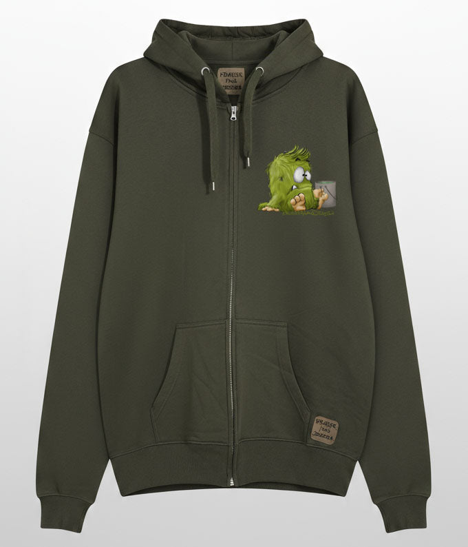 Unisex Hoodie Jacke – Olive grün | personalisierter Druck