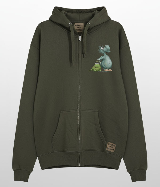 Unisex Hoodie Jacke – Olive grün | personalisierter Druck