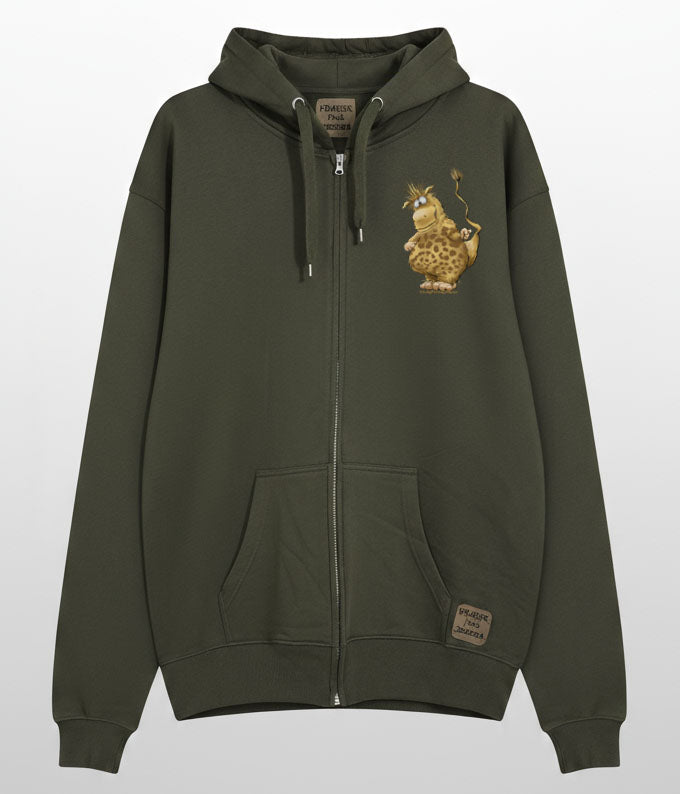 Unisex Hoodie Jacke – Olive grün | personalisierter Druck