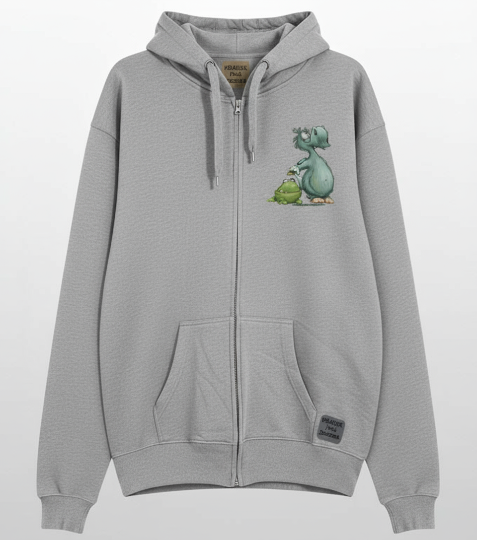 Unisex Hoodie Jacke – grau meliert | personalisierter Druck