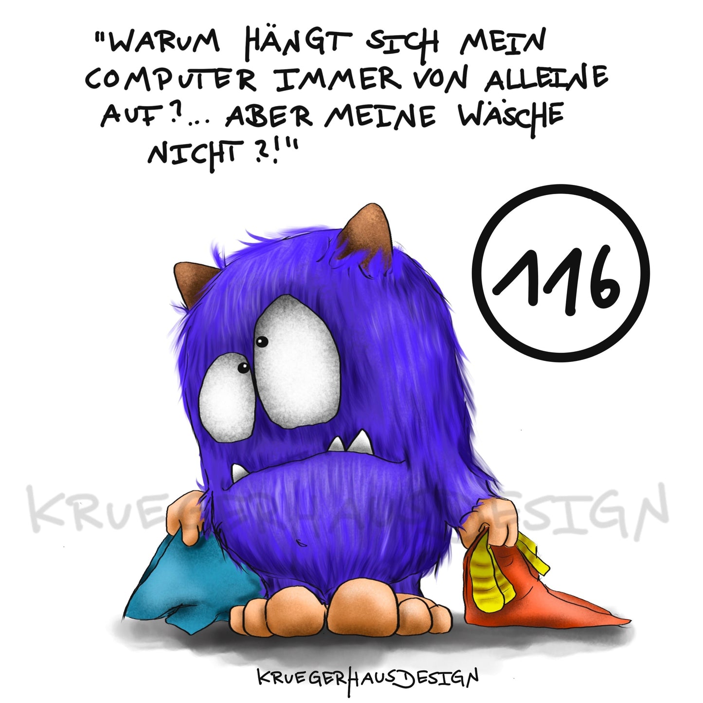 Poster von Kruegerhausdesign mit Monster und Spruch freie Wahl