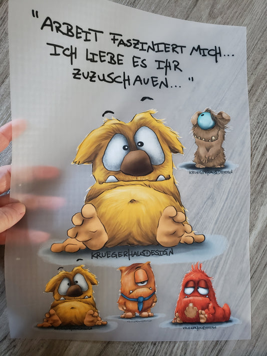 A4 Bügelbild Kruegerhausdesign Monster, Arbeit fasziniertvmich,mit Liebe illustriert