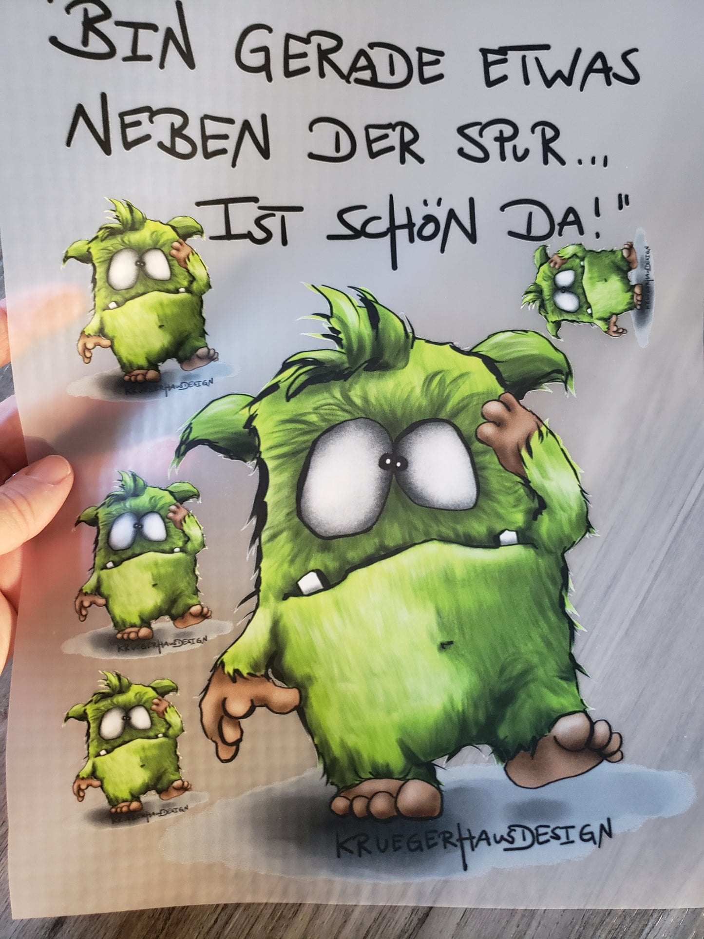 A4 Bügelbild Kruegerhausdesign Monster, Bin gerade etwas... mit Liebe illustriert