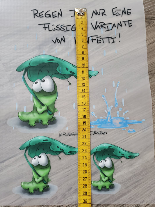 A4 Bügelbild Kruegerhausdesign Monster Regen ist nur sie füssige mit Liebe illustriert