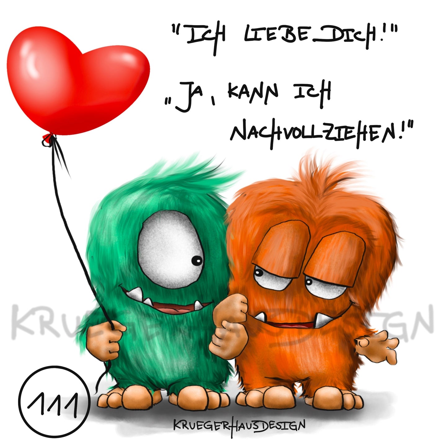 Poster von Kruegerhausdesign mit Monster und Spruch freie Wahl