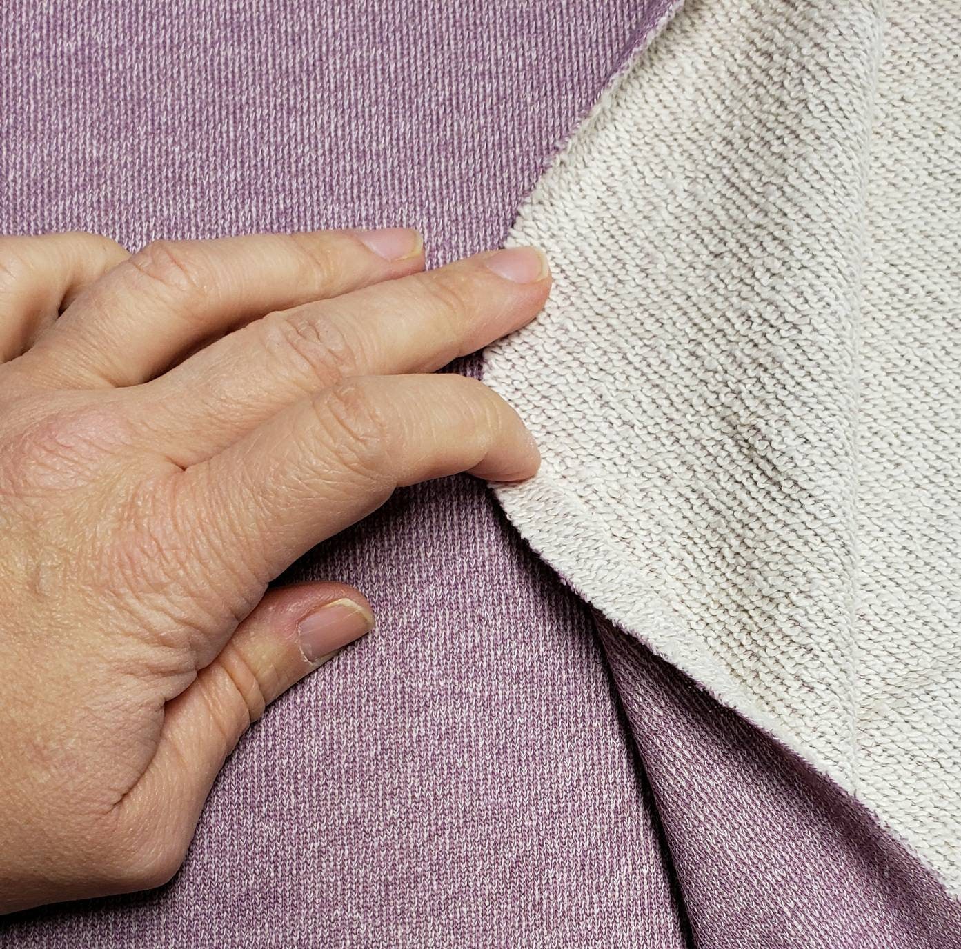 Winter Sweat, Baumwolle,  schwer, rosa beige meliert