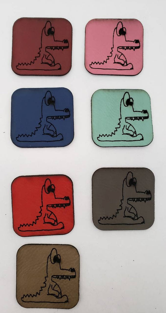 Kunstleder Label, Patch, Etikett, Aufnäher, Krokodil, mint, braun, blau,  grau, beigebraun, rot, bambus,schwarz