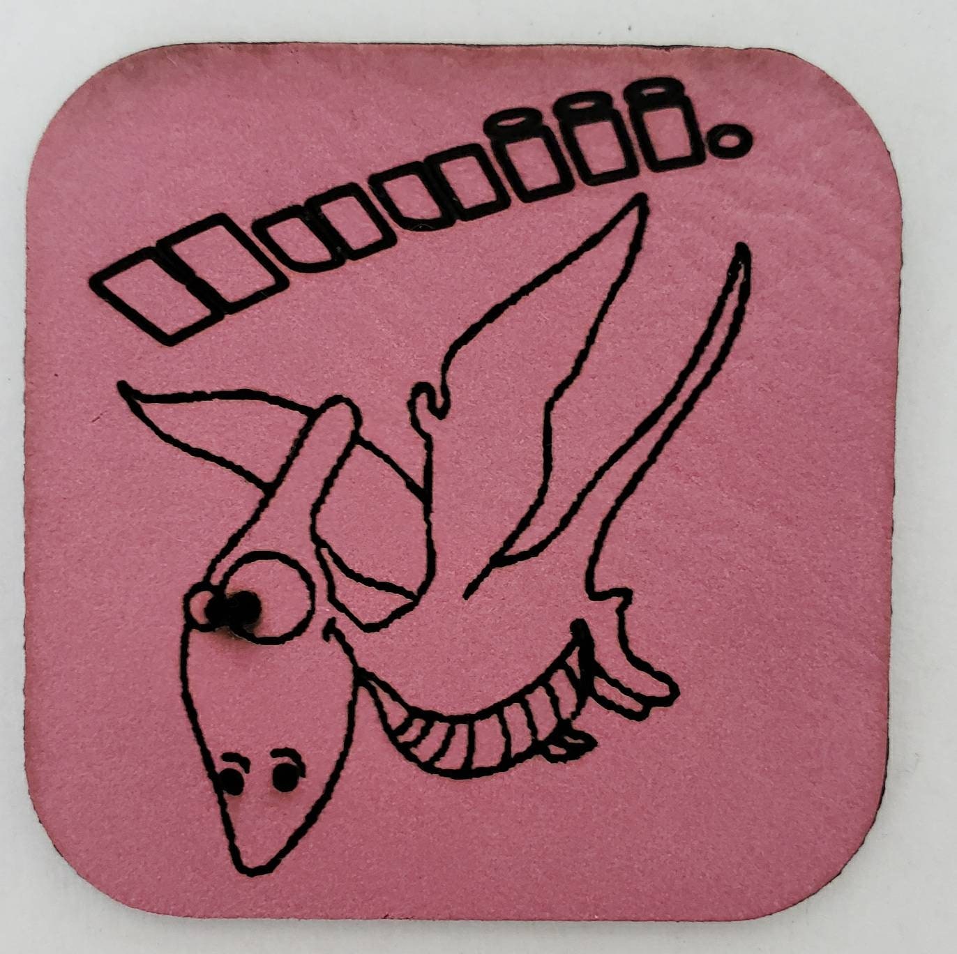 Kunstleder Label, Patch, Etikett, Aufnäher, Flugsaurier Design, mint, braun, blau,rosa, grau, beigebraun, rot