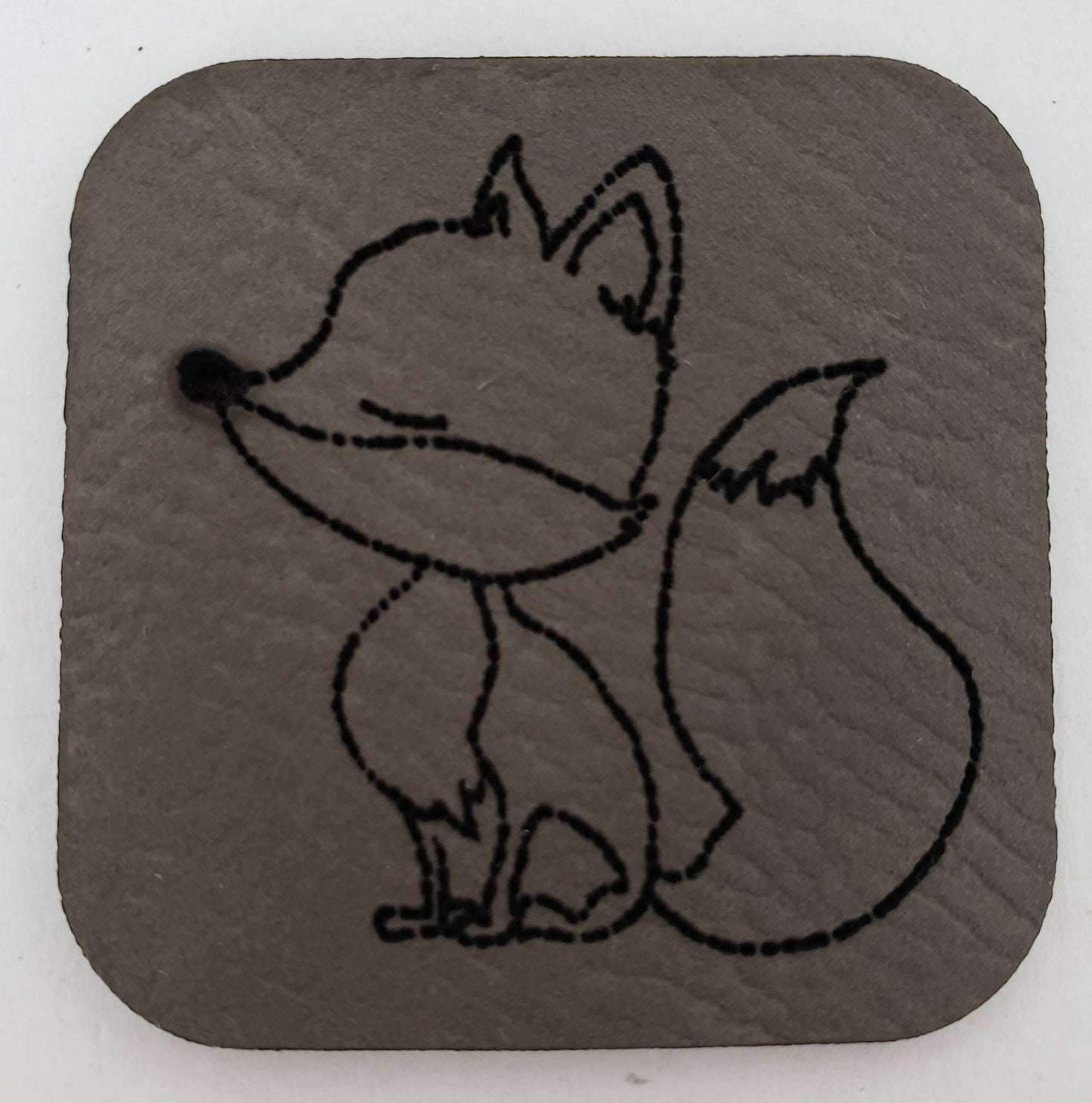 Kunstleder Label, Patch, Etikett, Aufnäher, klassisch Fuchs rosa, mint, braun, blau, grau, beigebraun, rot