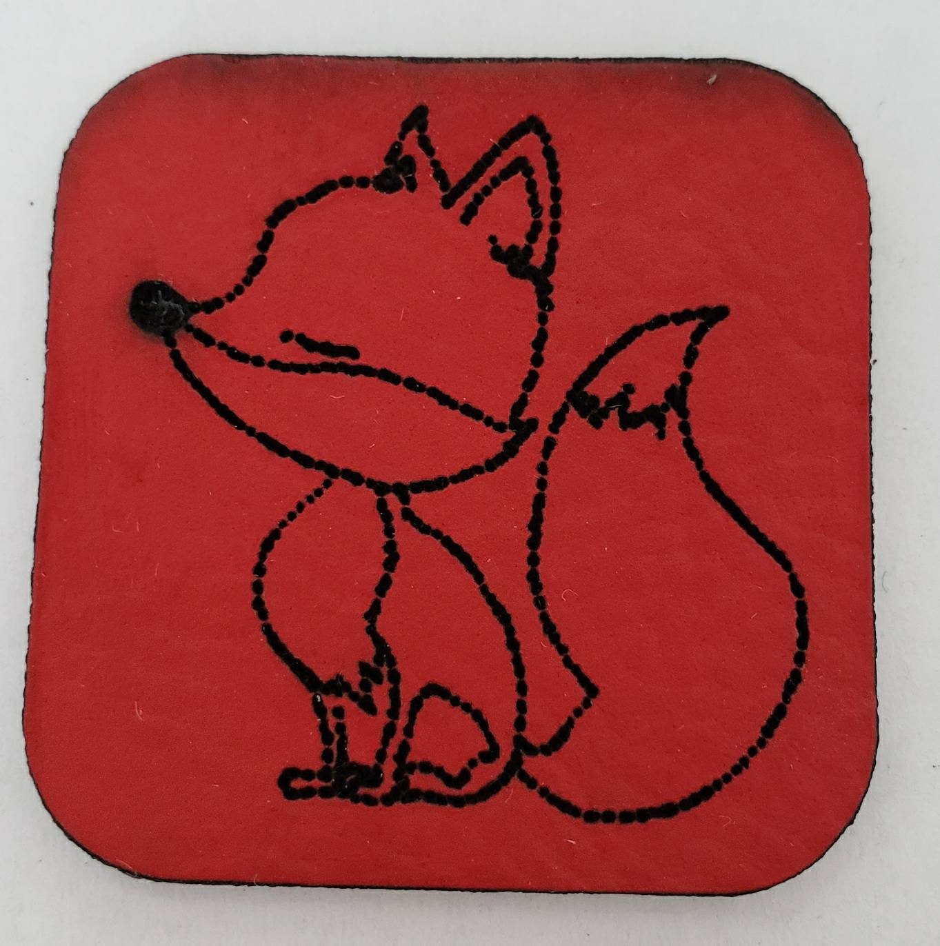 Kunstleder Label, Patch, Etikett, Aufnäher, klassisch Fuchs rosa, mint, braun, blau, grau, beigebraun, rot