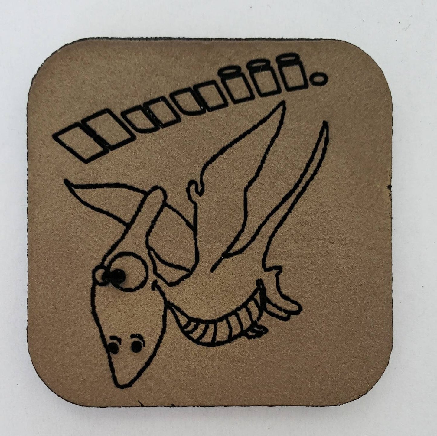 Kunstleder Label, Patch, Etikett, Aufnäher, Flugsaurier Design, mint, braun, blau,rosa, grau, beigebraun, rot