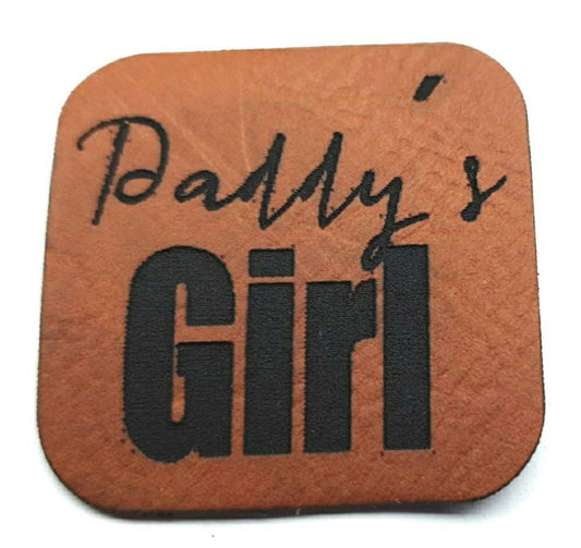 Kunstleder Label, Patch, Etikett, Aufnäher, Daddys Girl, braun, Laser graviert