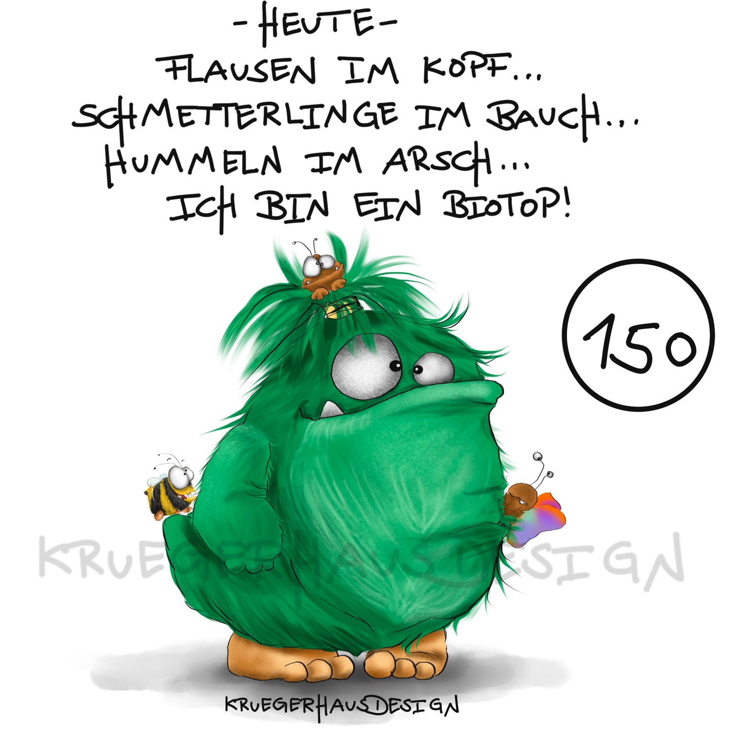 Poster von Kruegerhausdesign mit Monster und Spruch freie Wahl