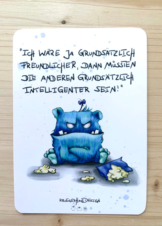 Postkarte Monster Kruegerhausdesign „Ich wäre ja grundsätzlich…“