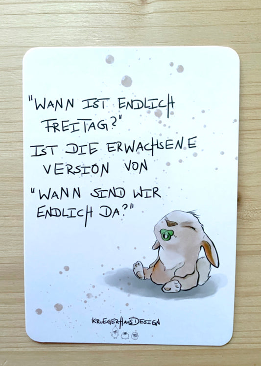 Postkarte Monster Kruegerhausdesign „Wann ist endlich Freitag?…“